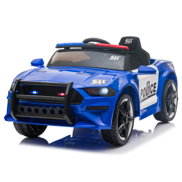Police Sports Car Ride On Car Dual Drive Remote Control Blue