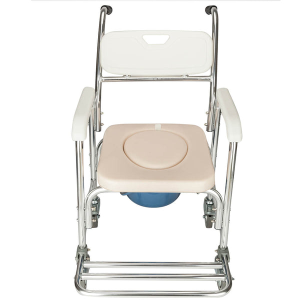 4 in 1 Multifunctional Aluminum Elder Disabled Commode Chair Bath Chair White