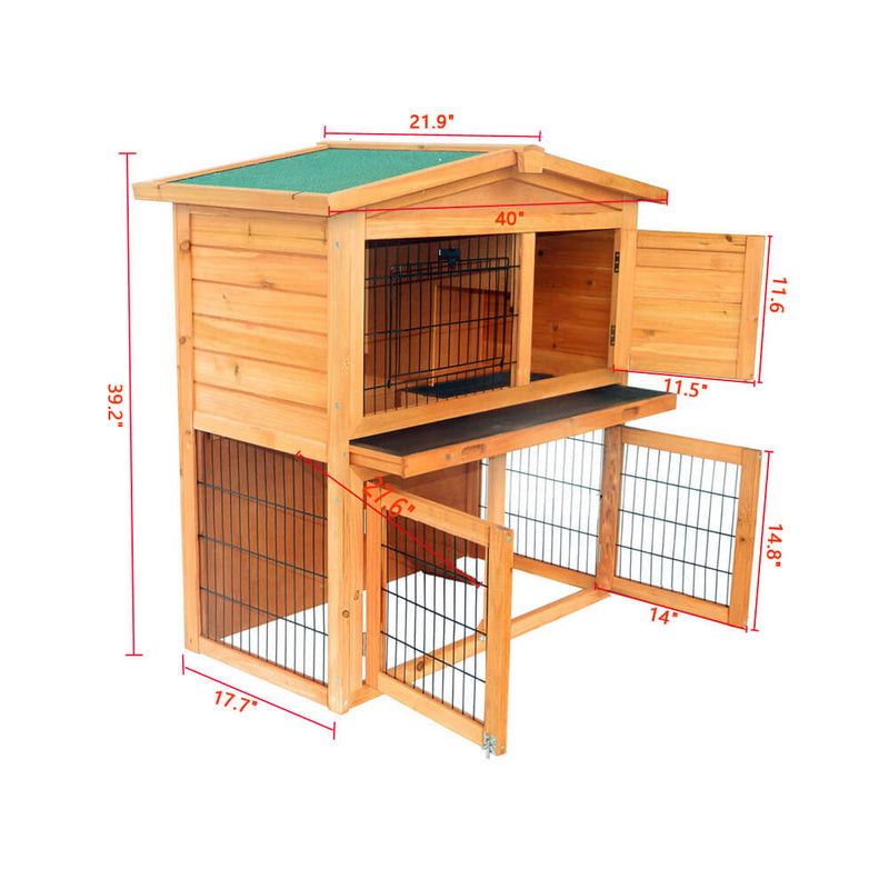 40 inches Triangle Roof Waterproof Wooden Rabbit Hutch