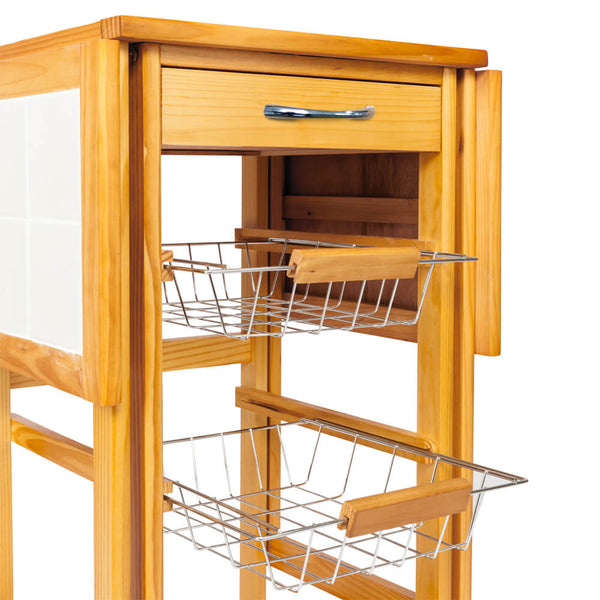 Homhum Portable Rolling Drop Leaf Kitchen Storage Trolley Cart Island