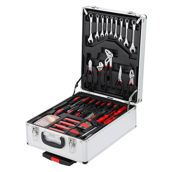 Tool Box with Tools 799pcs Household Tool Set with Aluminum Trolley Case Silver