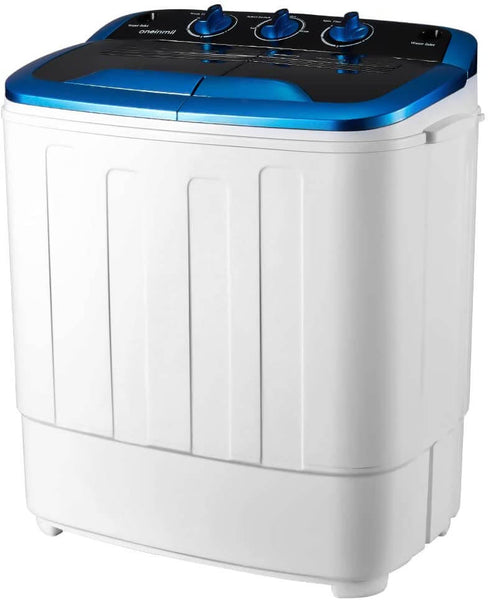 Homgarden 10lbs Compact Top-Load Washing Machine, Mini Twin Tub Washer Spin Dryer, Blue, Size: Small