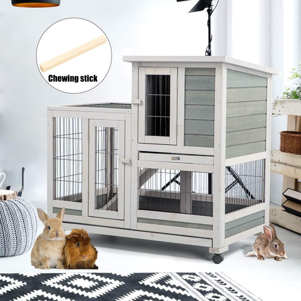 Rabbit Hutch Pet House for Small Animals Indoor & Outdoor (37 inches)