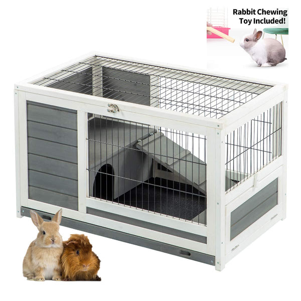 Pet House for Small Animals Indoor & Outdoor No Leak Trays & Ladder (35.4 inches)