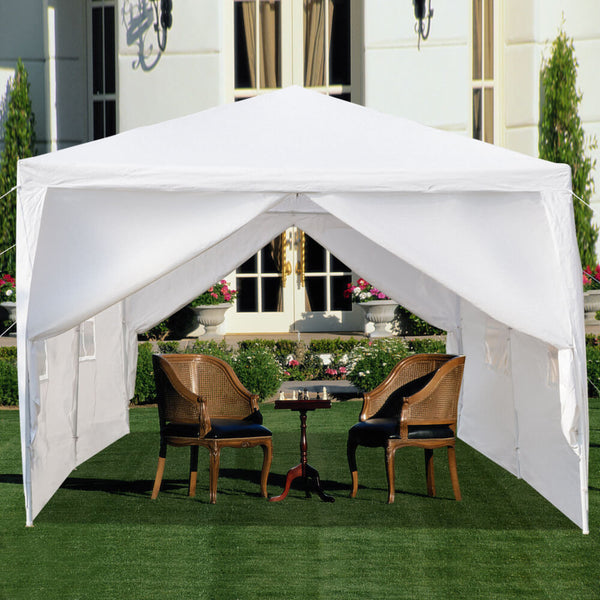 Outdoor Canopy Tent 10 x 20 ft with Spiral Tubes White Six Sides 2 Doors & 4 Windows
