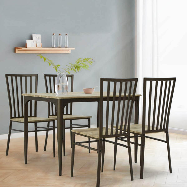 Industrial Style 5-Piece Dining Set, Wooden Kitchen Table and 4 Chairs with Metal Legs, Dining Set, Modern and Sleek Dinette
