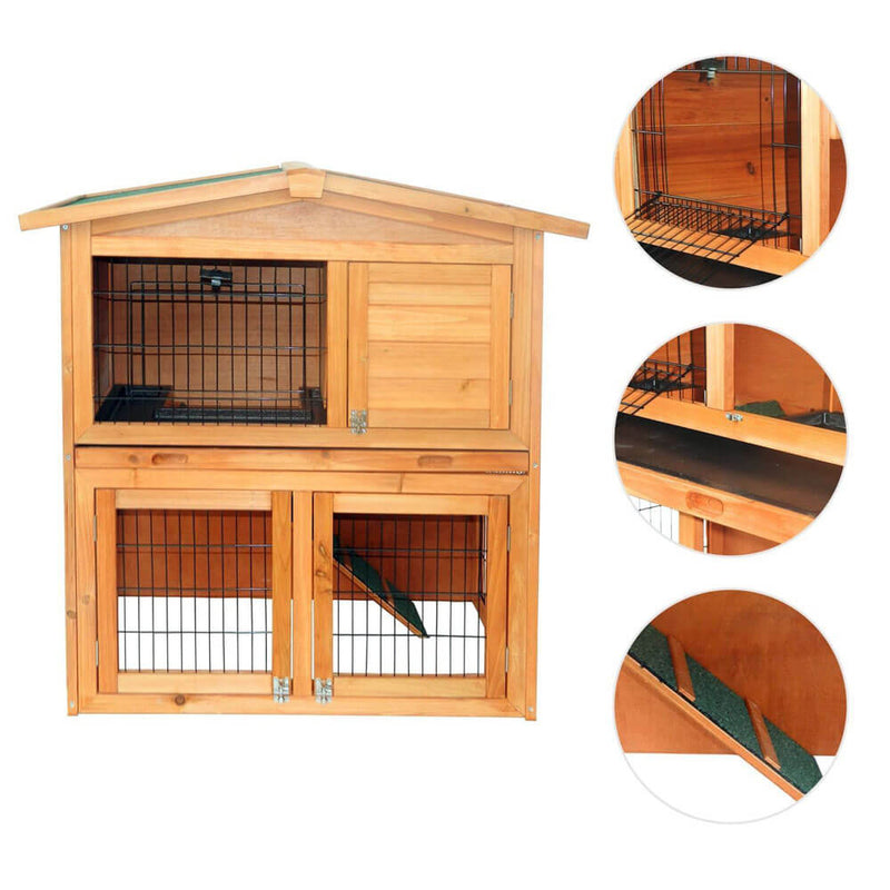 40 inches Triangle Roof Waterproof Wooden Rabbit Hutch