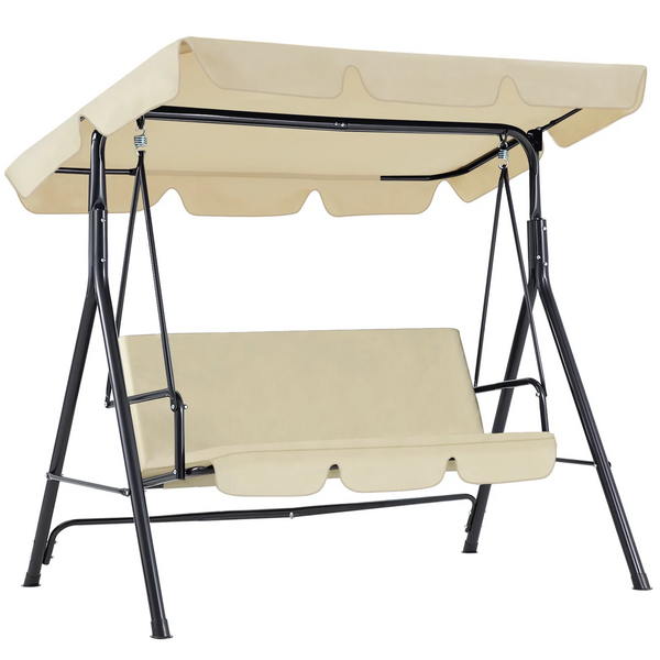 3-Seat Outdoor Steel Porch Swing with Canopy