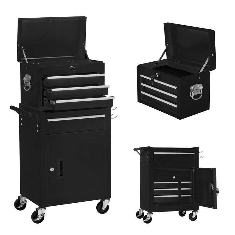 Danrelax Multi-Functional Rolling Tool Chest – Heavy Duty Tool Cart with Wheels, Tool Cabinet, Tool Storage for Mechanics, Cold-Rolled Steel, Rolling Toolbox with Drawers and Lockable Tool Box, Black