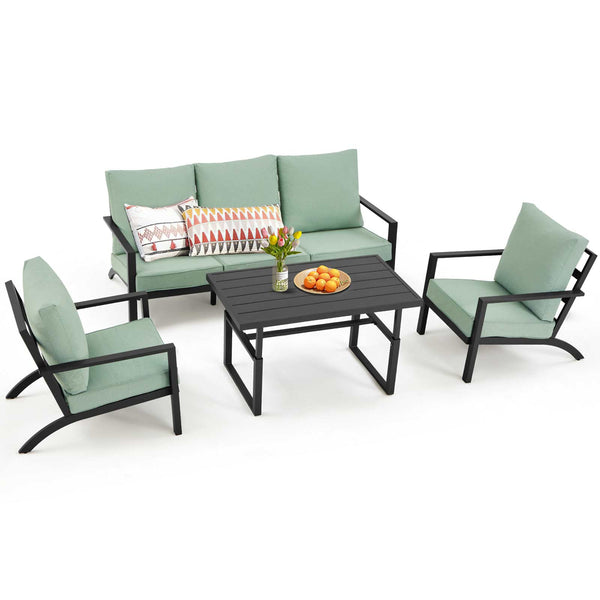 Aluminum Patio Furniture Set Modern green