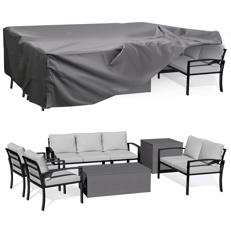 YODOLLA Outdoor Patio Furniture Sets with Two Storage Boxes Patio Furniture for Garden, Light Gray