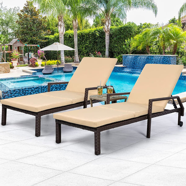 2PCS Patio Rattan Lounge Chair