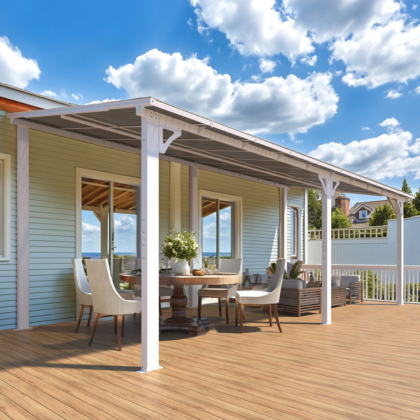 AECOJOY 8' x 20' Hardtop Gazebo Outdoor Aluminum Pergola For Garden, Patio, Backyard-White