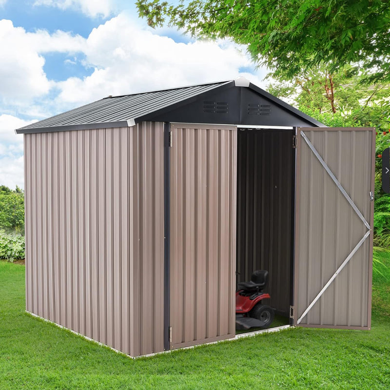 U-MAX 6x6 Sheds Storage Sheds & Outdoor Storage, Small Outdoor Storage Garden Shed Outside Shed kit, Galvanized Metal Utility Shed for Backyard, Patio and Lawn