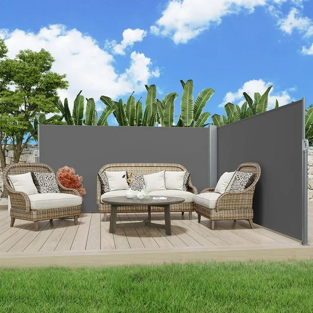 Double Retractable Side Awning,grey