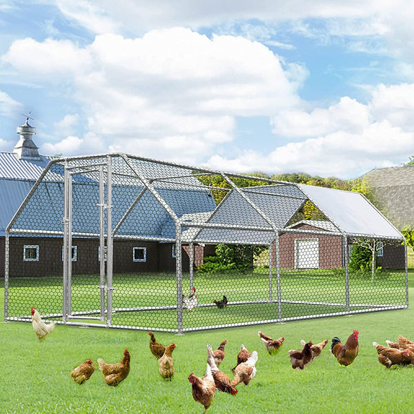 Large Metal Chicken Coop, Chicken Pen for 15-20 Chickens 171 Sq.Ft Shaded