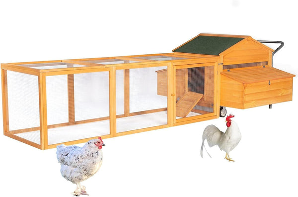 143.5’’ Outdoor Wooden Chicken Coop with 6 Nesting Boxes