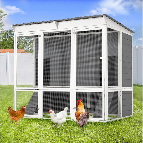 YODOLLA Chicken Coop,Large Wooden Chicken Hutch with 4 Nesting Boxes for 6 8 Chickens