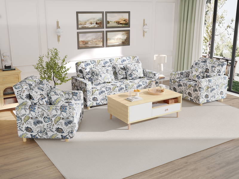 YODOLLA 3-in-1 Futon Convertible Sleeper Sofa Bed Chair for Living Room,Pull Out Couch in White Print
