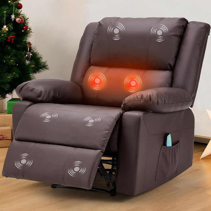 Leather Recliner Chair with Massage Heated Function