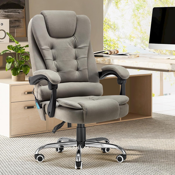 AECOJOY Office Chair with 7 Points Massage&Heat Function Grey