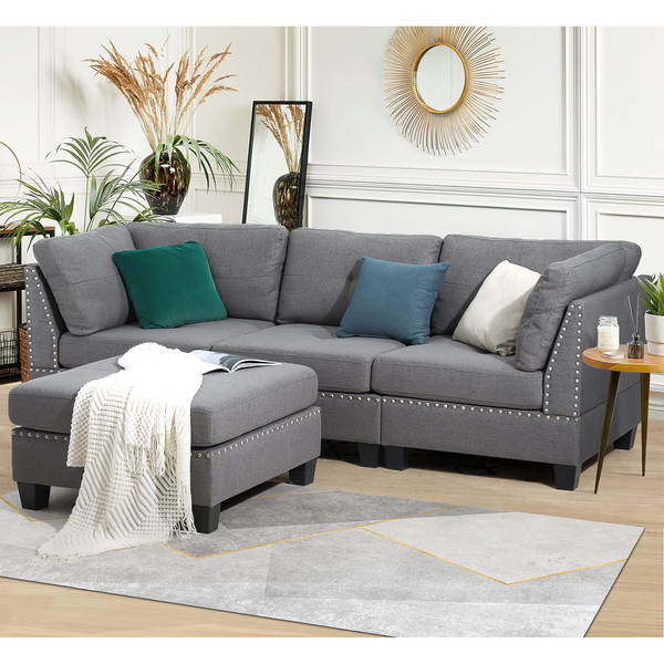 AECOJOY 88.6” Convertible Sectional Sofa Gray