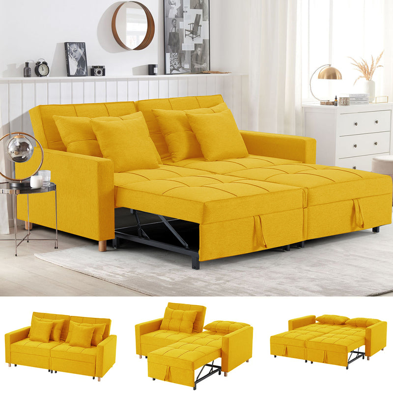 71" Convertible Sofa Bed Yellow
