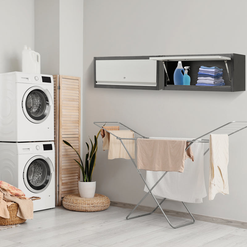 AECOJOY Metal Garage Storage Cabinet Wall-Mounted Locking Cabinet Hanging Garage Cabinets with Up-Flip Door Medicine Cabinet