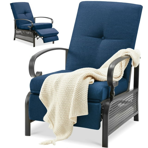 AECOJOY Adjustable Patio Reclining Lounge Chair-Blue