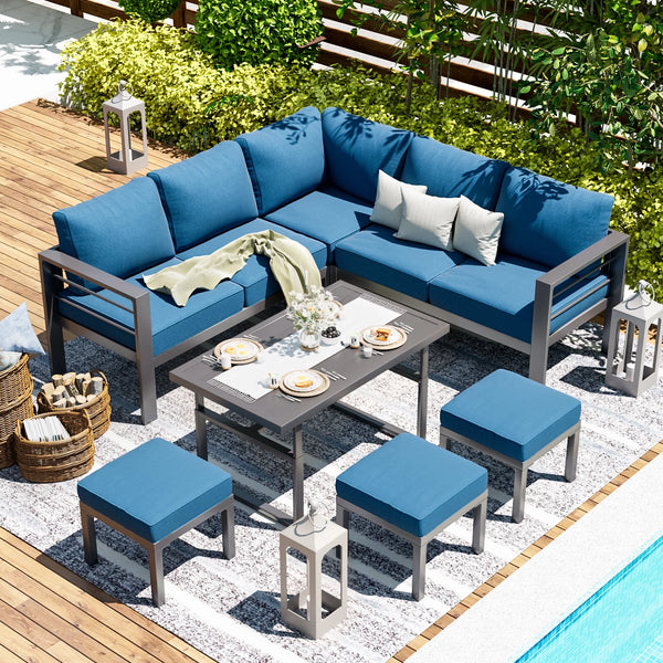 7-Pieces Patio Furniture sets Blue