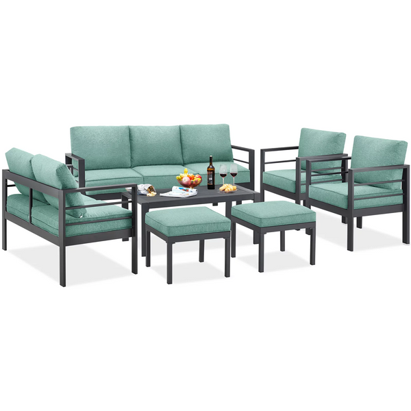 7 Pieces Aluminum Outdoor Furniture Set in Green