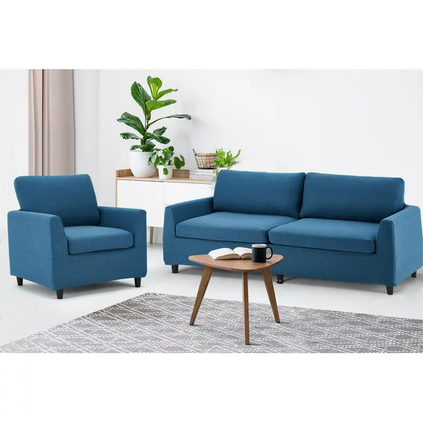 Copy of YODOLLA 2 Piece Sofa Set Include 3 Seater Sofa & Single Armchair in Blue