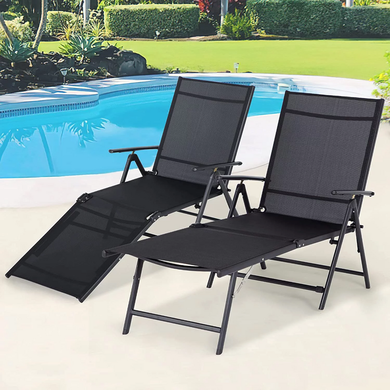 Outdoor Chaise Lounge Chair set Black