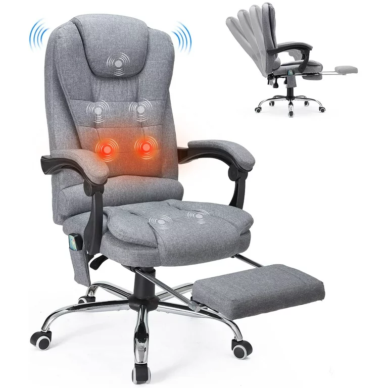 High Back Fabric Massage Office Chair Adjustable Heated Executive Computer Chair