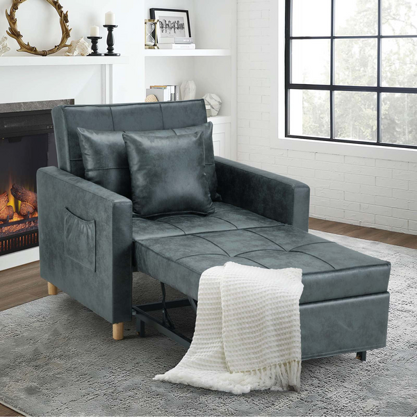 3-in-1 Convertible Sofa Bed Chair, Sleeper Chair with Side Pocket-Bronze Green