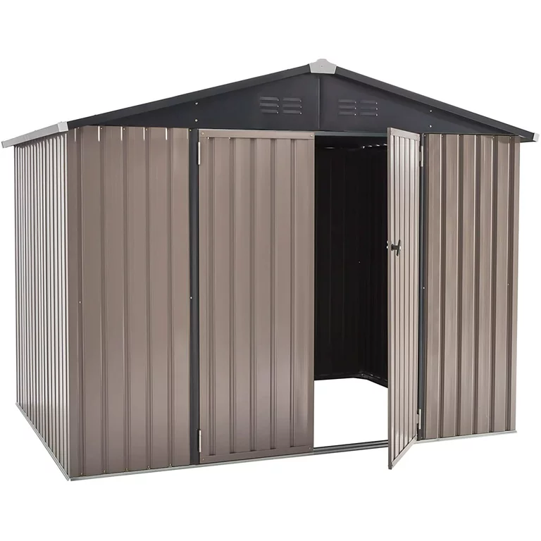 8' x 6' Outdoor Metal Storage Shed with Lockable Door