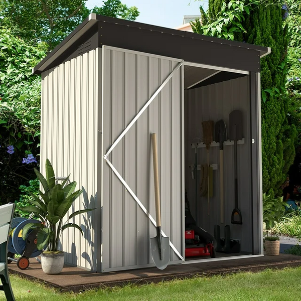 AECOJOY 5' x 3' Outdoor Metal Storage Shed in White