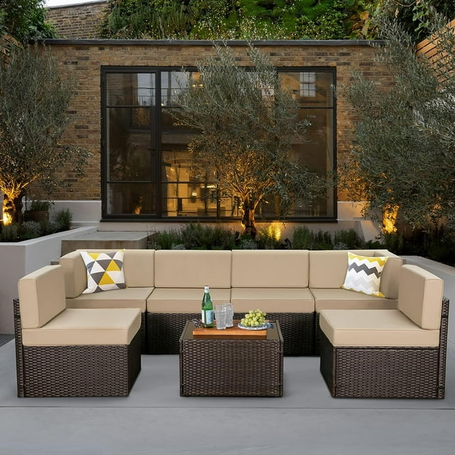 7 Pc Outdoor Patio Sectional Set