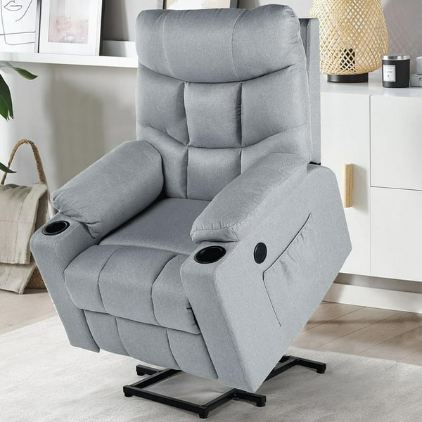 Danrelax Power Lift Chair Textile Recliner in Gray