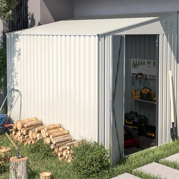 YODOLLA 8' x 6' Outdoor Storage Side Shed in White