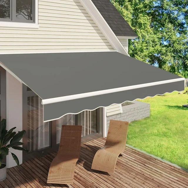 13' x 8' Manual Retractable Patio Awning red
