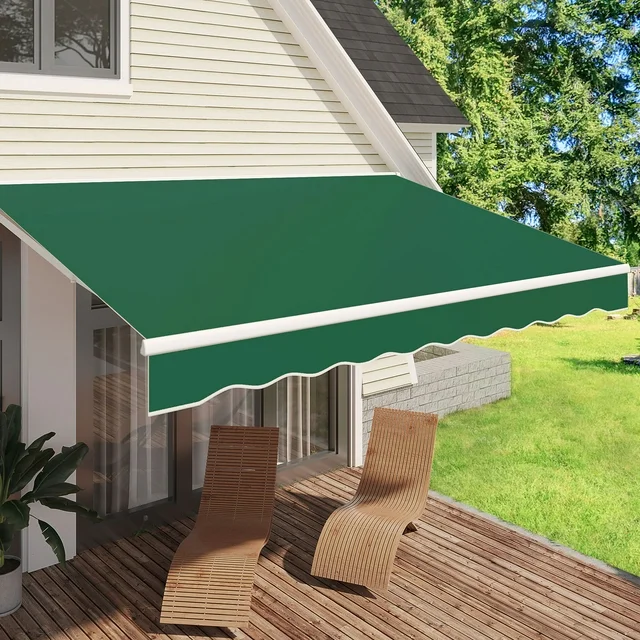 13' x 8' Manual Retractable Patio Awning red