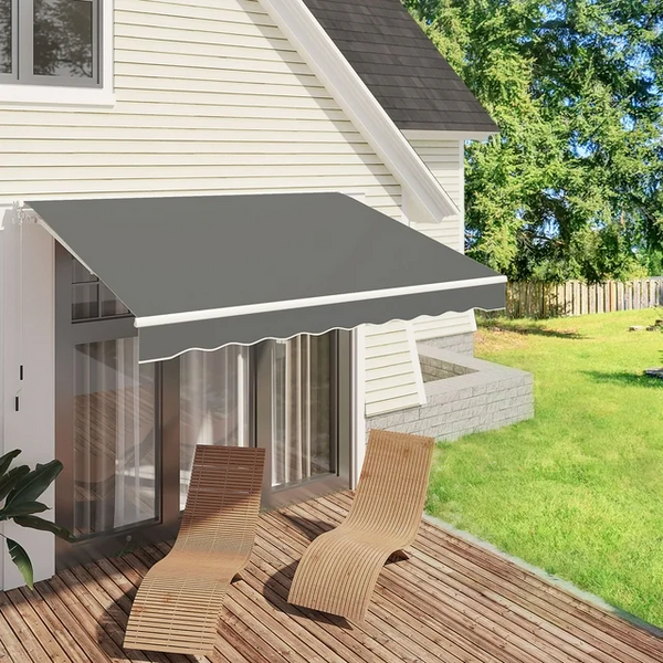 8.2' x 6.5' Manual Retractable Patio Awning gray