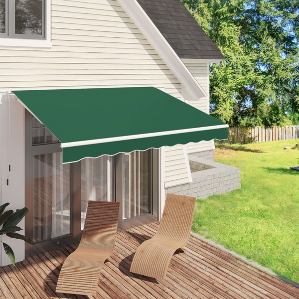 8.2' x 6.5' Manual Retractable Patio Awning GREEN
