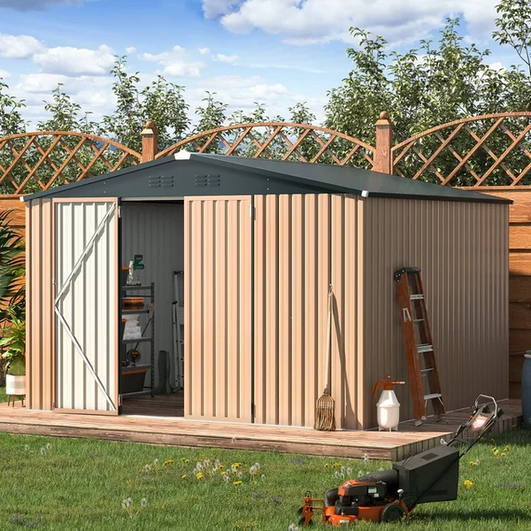 AECOJOY 9' x 10' Outdoor Metal Storage Shed
