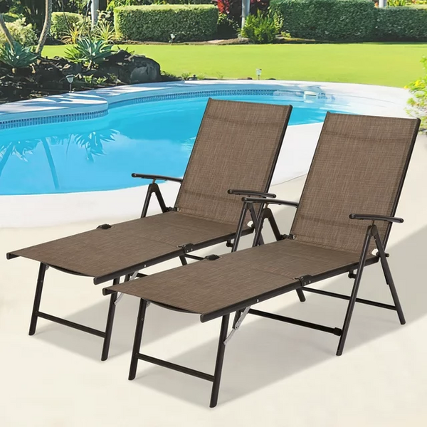 Outdoor Chaise Lounge Chair Set of 2-Browm