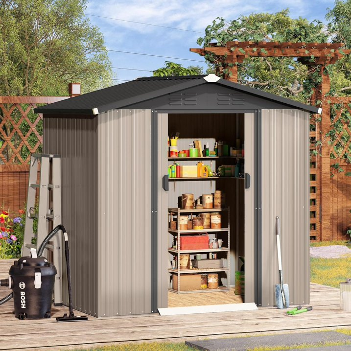 AECOJOY 6 x 4 Ft Shed, Small Outdoor Storage Tool Shed (Sliding Door)