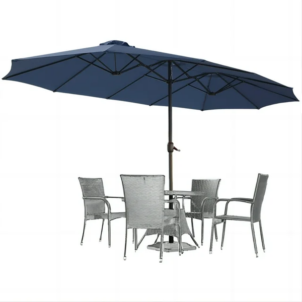 AECOJOY 15x9ft Double-Sided Patio Umbrella in Dark Blue