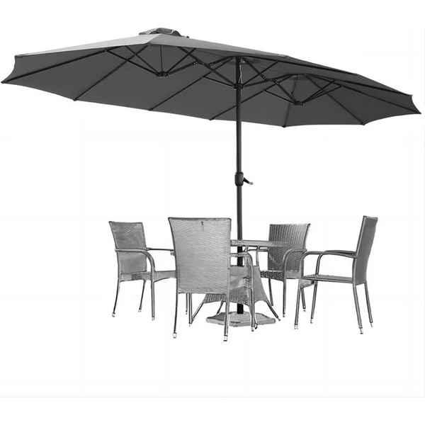 AECOJOY 15 Ft Patio Double Sided Umbrella in Dark Gray