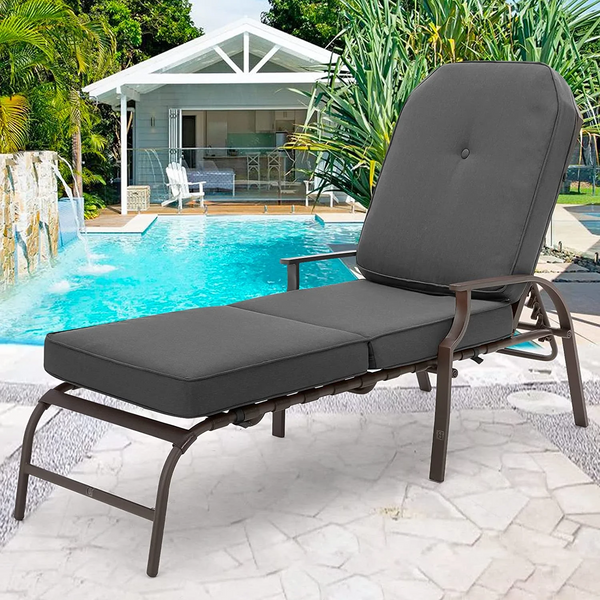 Adjustable Patio Lounge Chair Gray